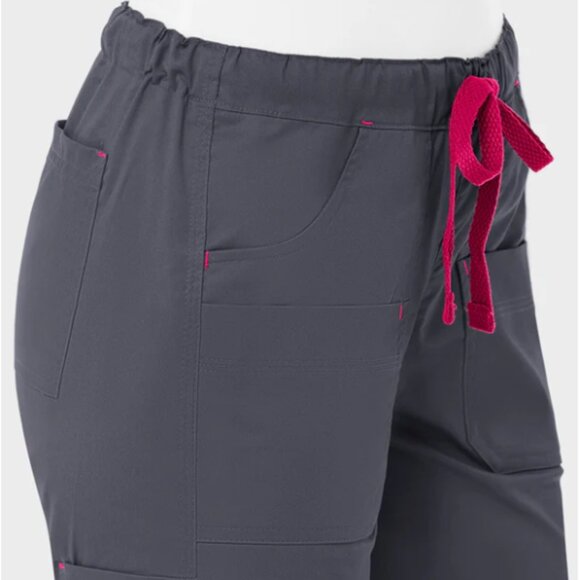 Maevn Women's Drawstring Utility Cargo Scrub Pants Charcoal/Pink Size S/M NWT - Picture 3 of 15